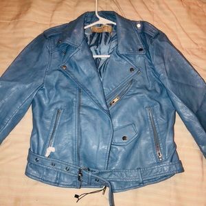 Light blue leather jacket